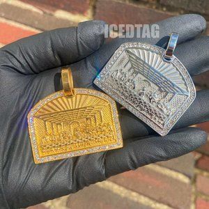 18K White Gold Plated Stainless Steel Luxury Cubic Zirconia Last Supper Pendant